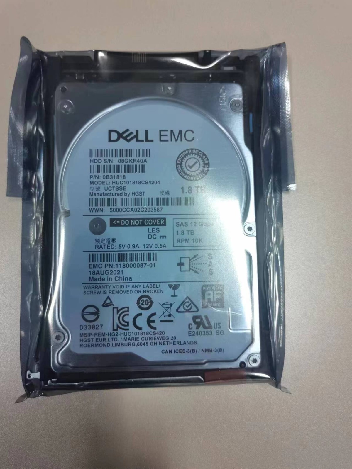 EMC 005053142 005053143 1.8TB SAS 2.5in Unity 300 400 500 Hard Drive