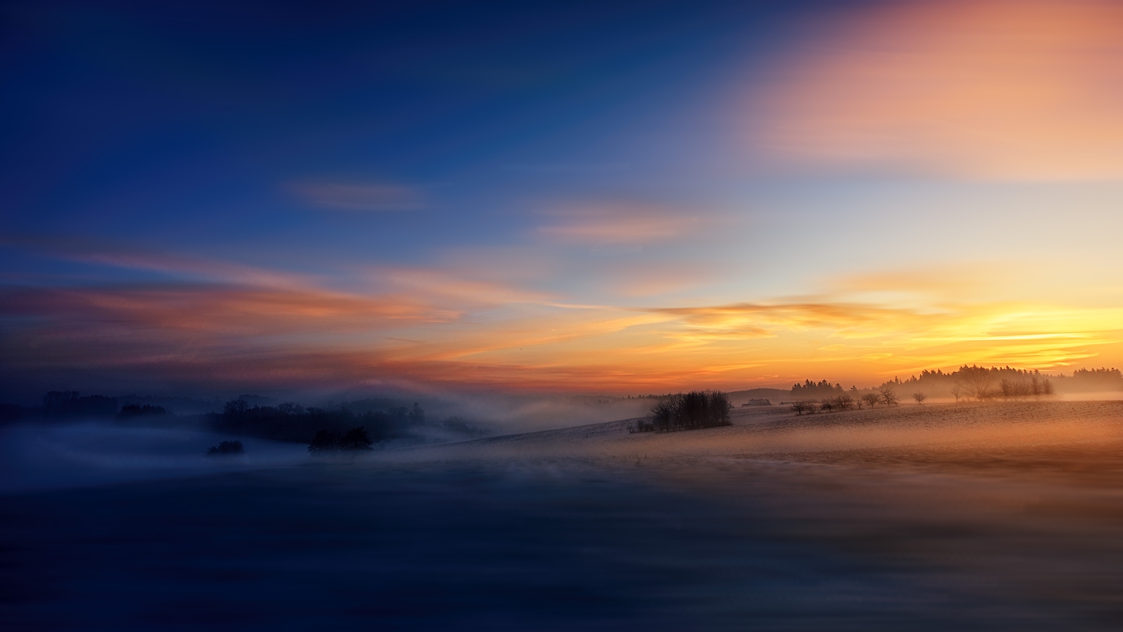 Landscape nature sunrise mist field Custom Gaming Mat Desk