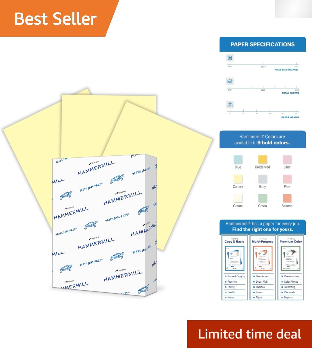 Vibrant 20 lb Recycled Canary Printer Paper 8.5x11 – 99.99% JAM-FREE, 500 Sheets