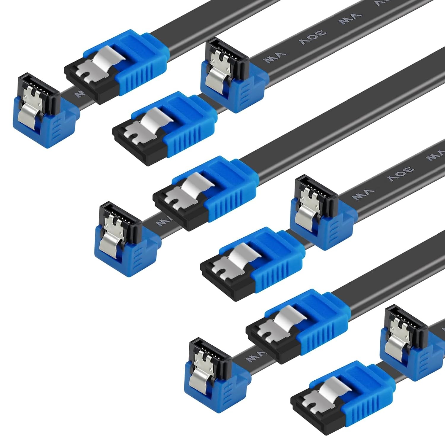 BENFEI SATA Cable III, 6 Pack SATA Cable III 6Gbps 90 Degree Right Angle with Lo