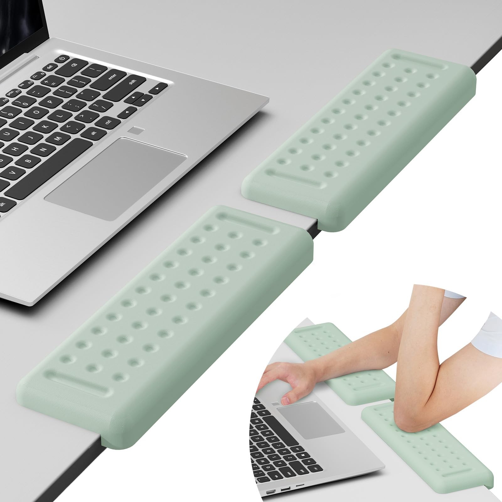 L-Shaped Desk Elbow Pads for Desk, Pale Green Memory Foam Arm Rest