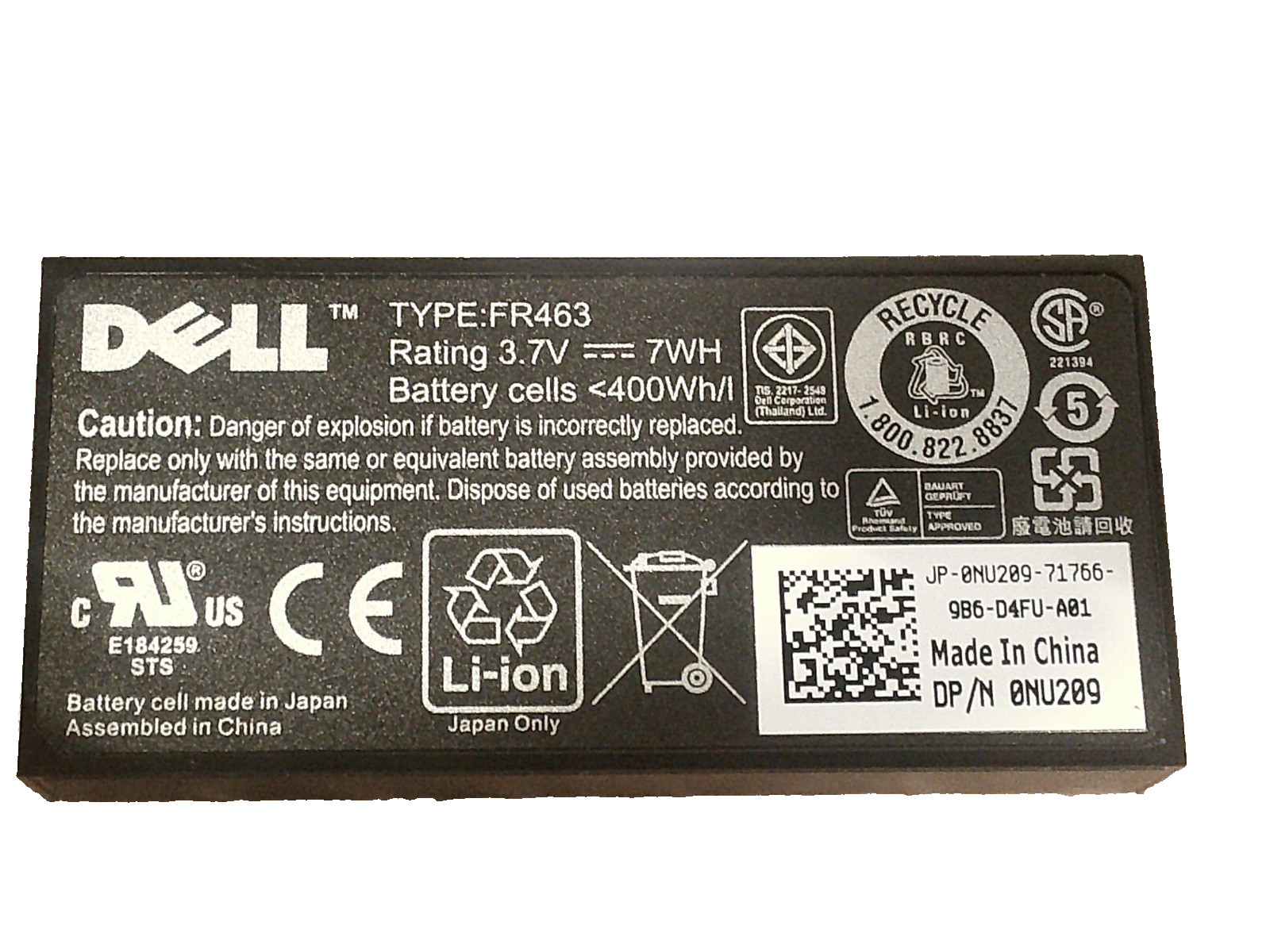 Dell 0NU209 FR463 PowerEdge RAID Controller Backup Battery