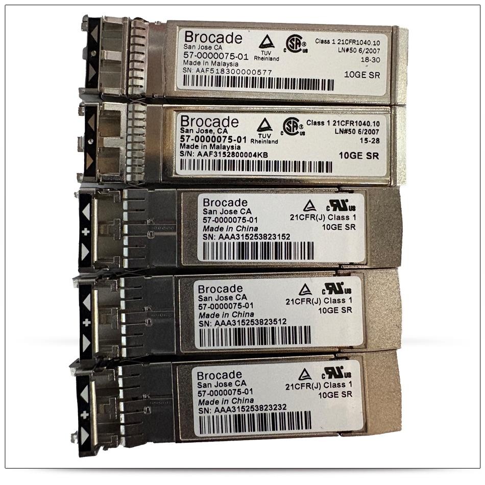 Brocade 57-0000075-01 10Gb SFP+ SR Optical Transceiver, Lot of 5