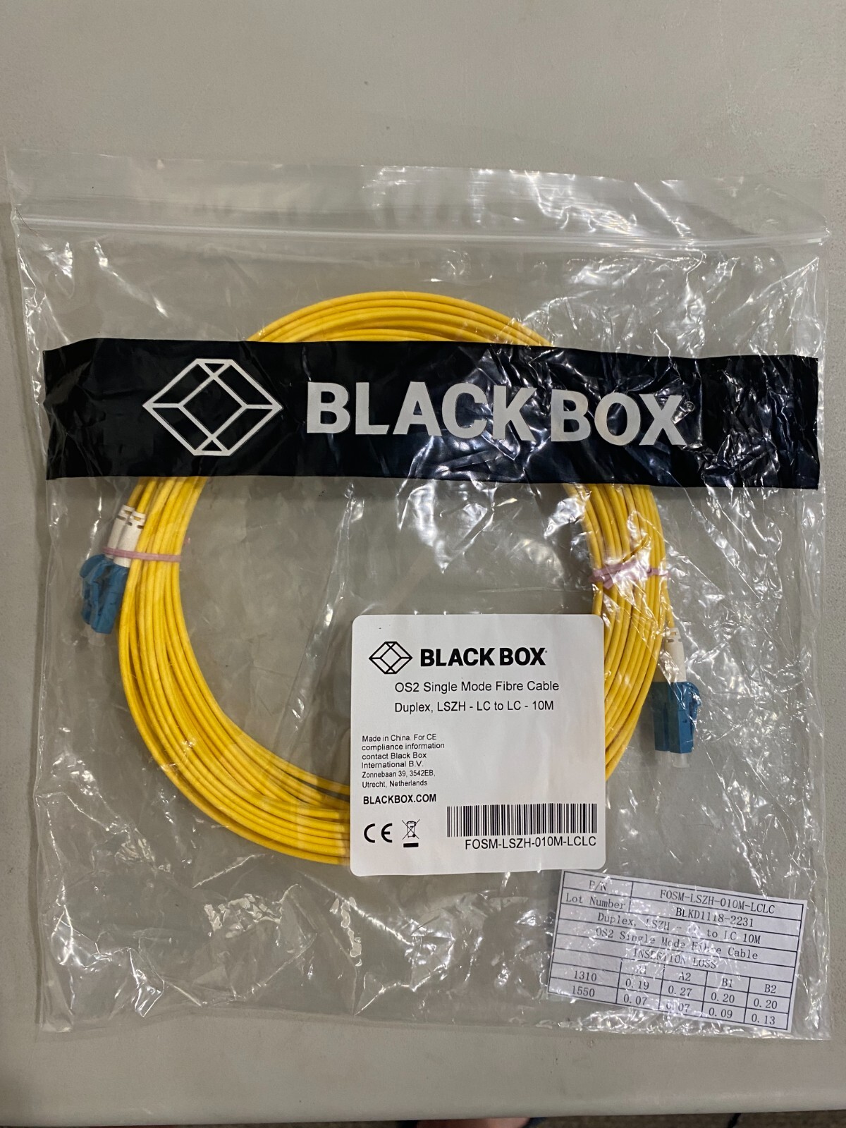 Black Box OS2 9/125 Single mode Fiber Optic Patch Cable Duplex - LSZH - LC to LC
