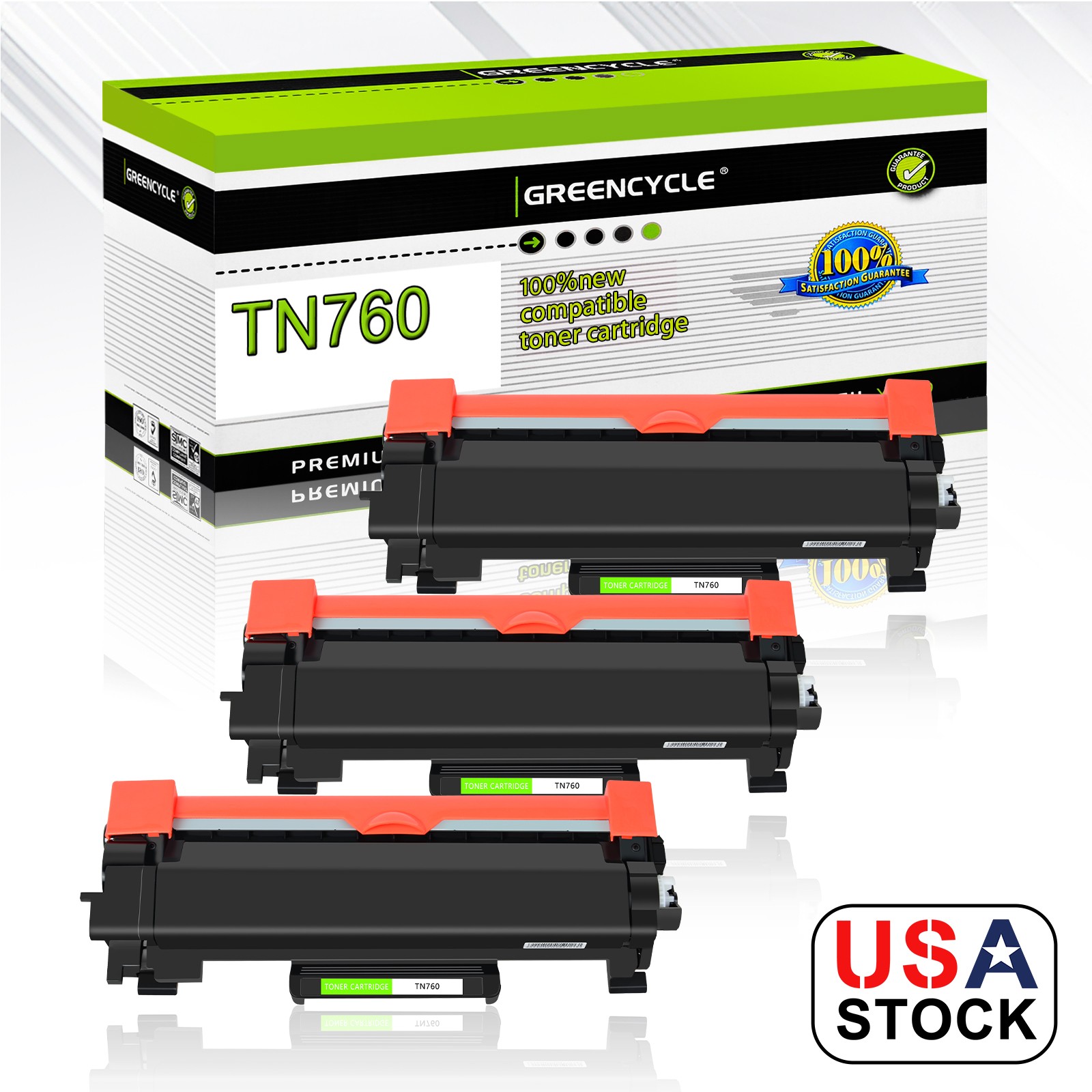 3PK TN760 With Chip Toner cartridge For Brother MFC-L2710DW MFC-L2750DW XL TN730