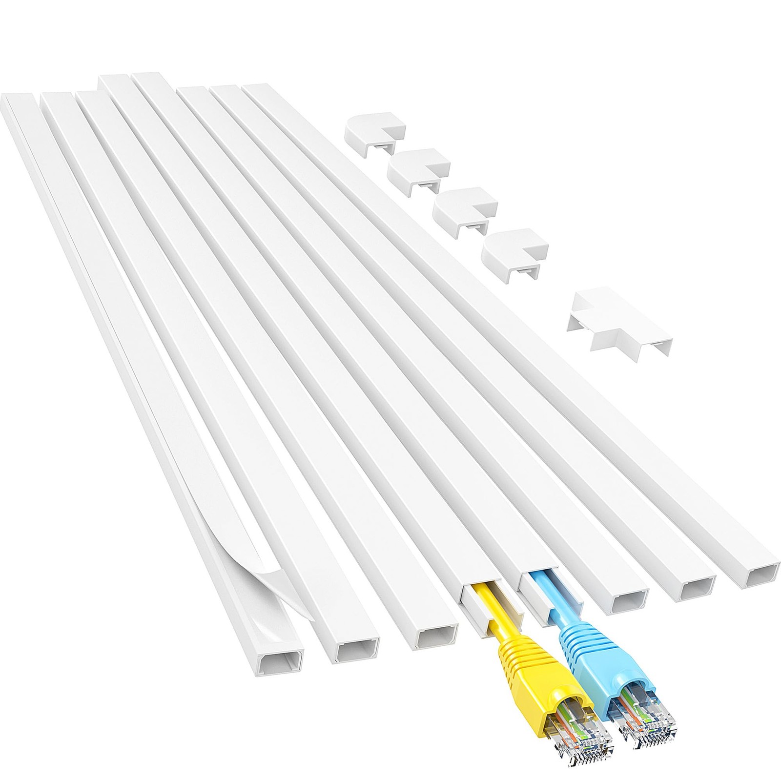 Cord Hider, 113in OneCord Cable Raceways, W0.59in H0.4in, White