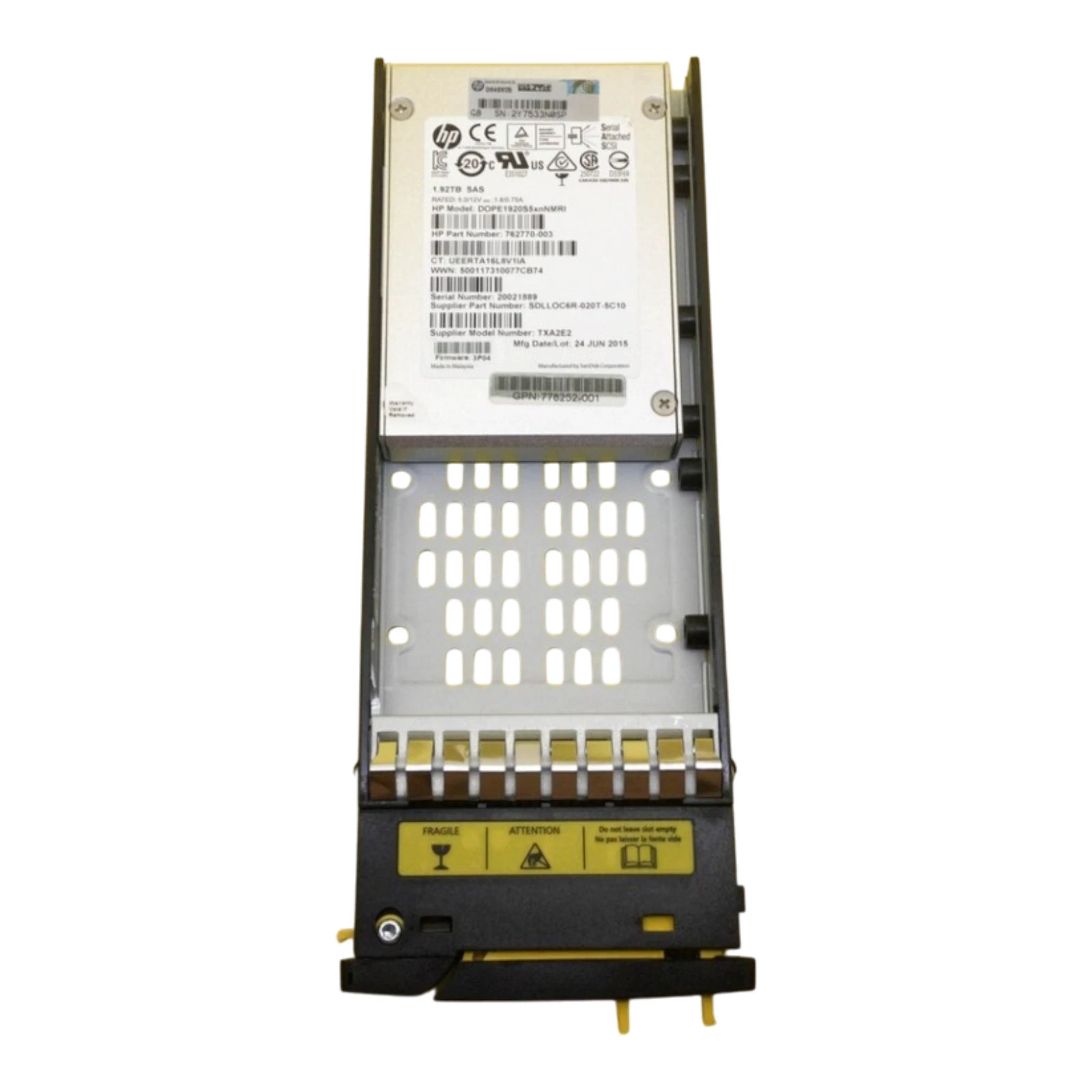 HPE 3Par M6710 1.92TB SAS 6G 2.5" cMLC SSD E7Y57A 873099-001