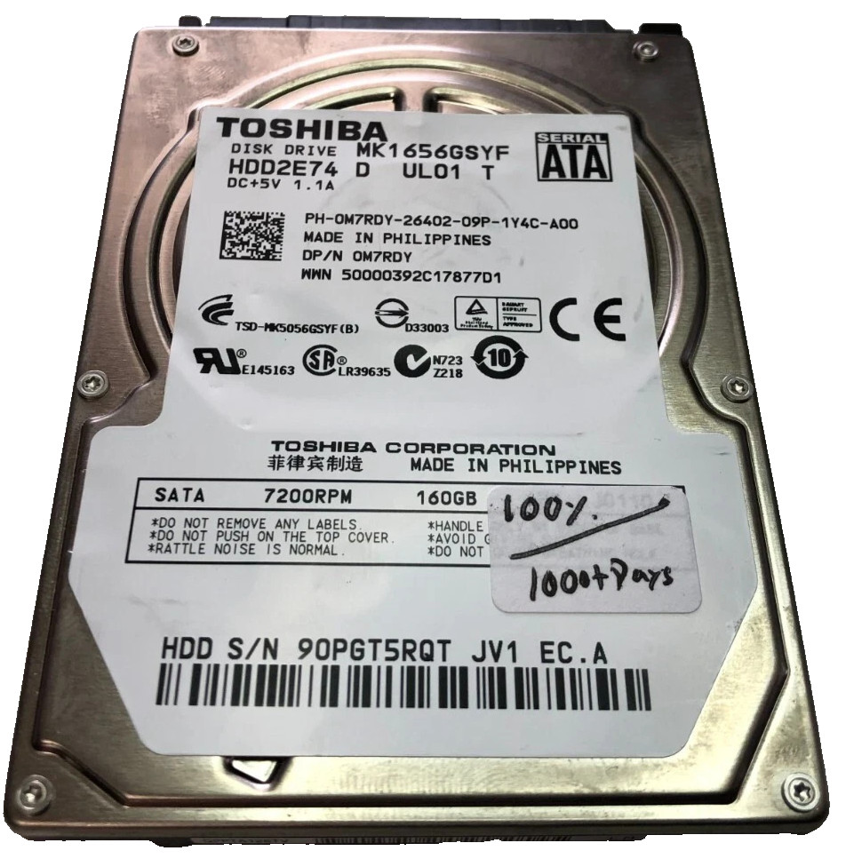 Toshiba 160Gb SATA III HDD 7200RPM 2.5" Laptop Hard Drive | MK1656GSYF | M7RDY