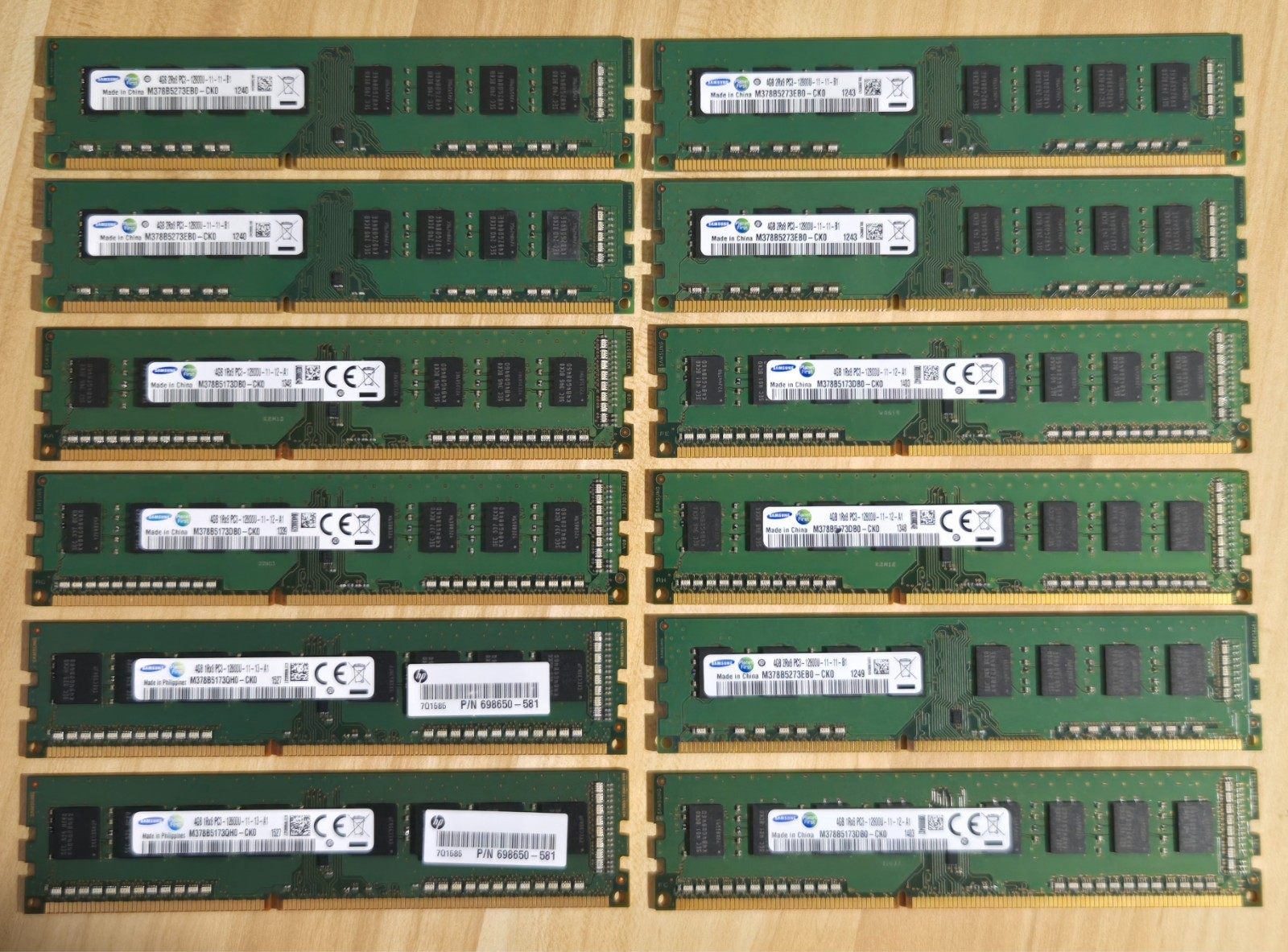 Lot of 12 Samsung 4GB DDR3 Desktop RAM 1Rx8 PC3-12800U M378B5173DB0-CK0 48GB