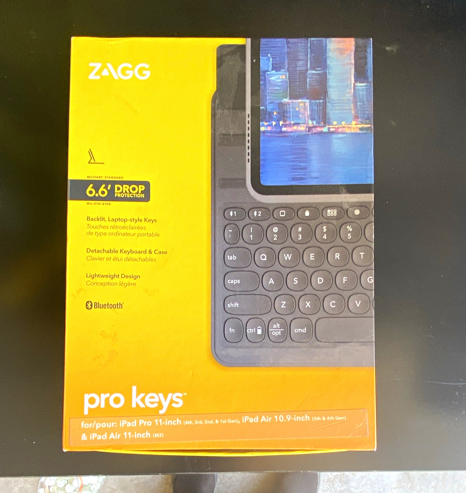 ZAGG Pro Keys Detachable Bluetooth Backlit Keyboard Case for iPad, Gray