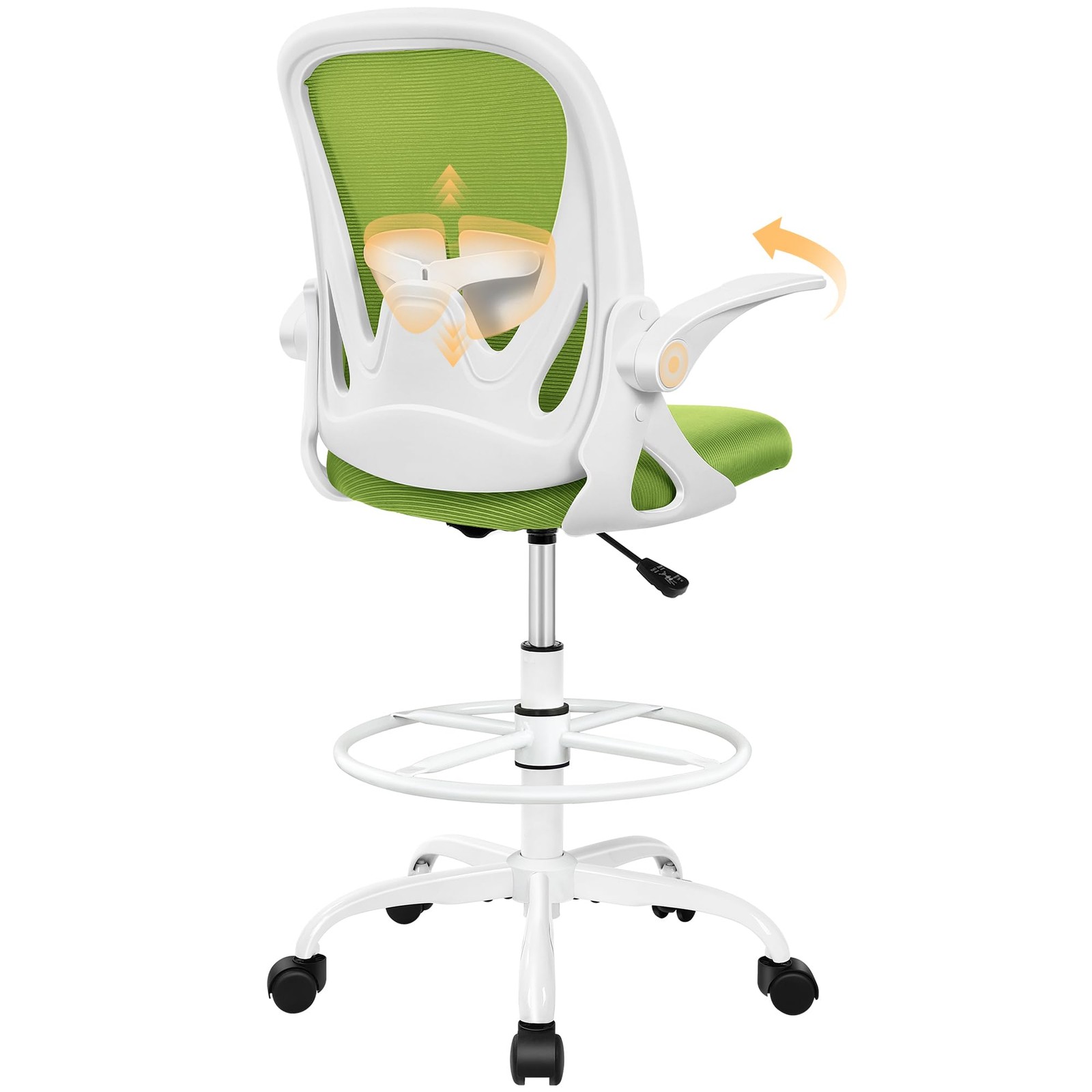 Drafting Chair Tall Office Executive Ergonomic Adjustable Footrest Green PR934-Z