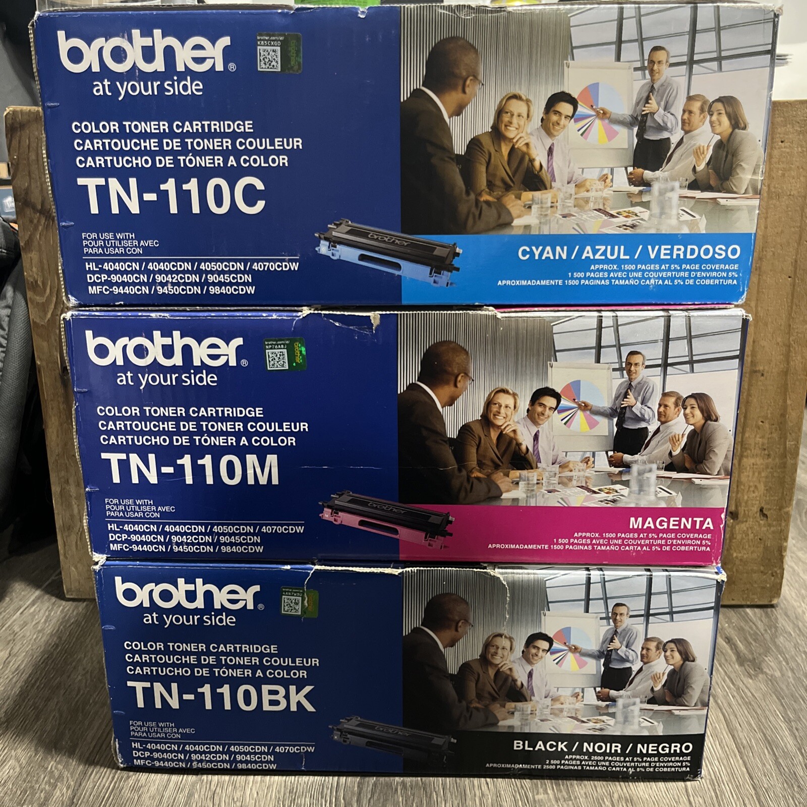 *LOT OF 3* Brother Toner Cartridges 1x Black TN-110BK 1x Magenta TN-110M 1x Cyan