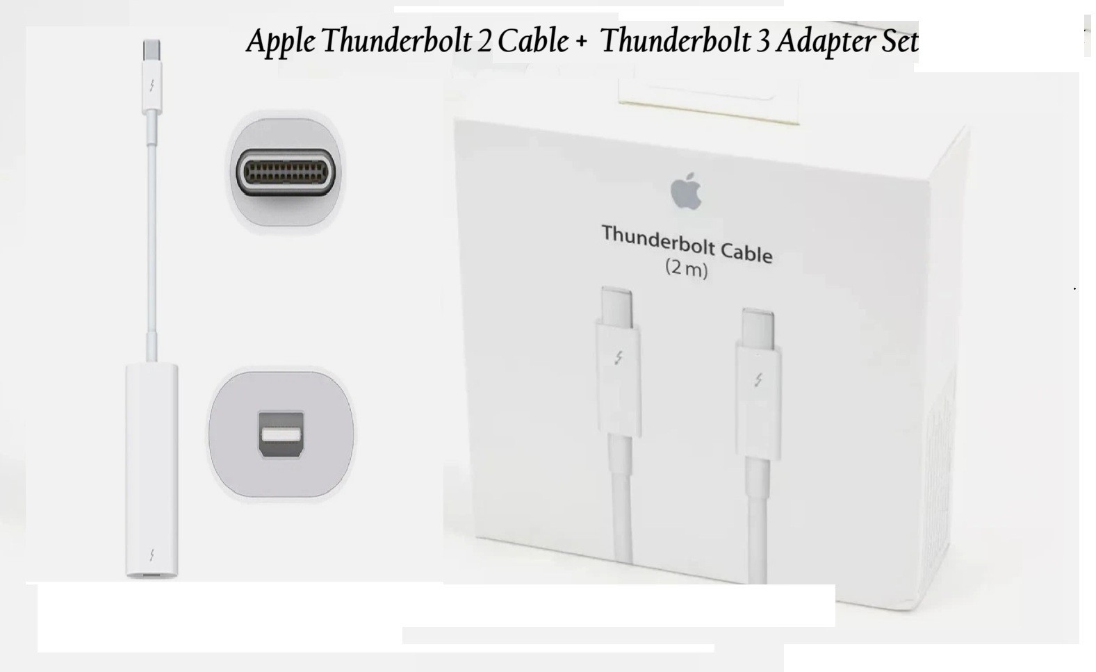 Genuine Apple Thunderbolt 3 Adapter A1790 + A1410 Thunderbolt 2 2.0M Cable Combo