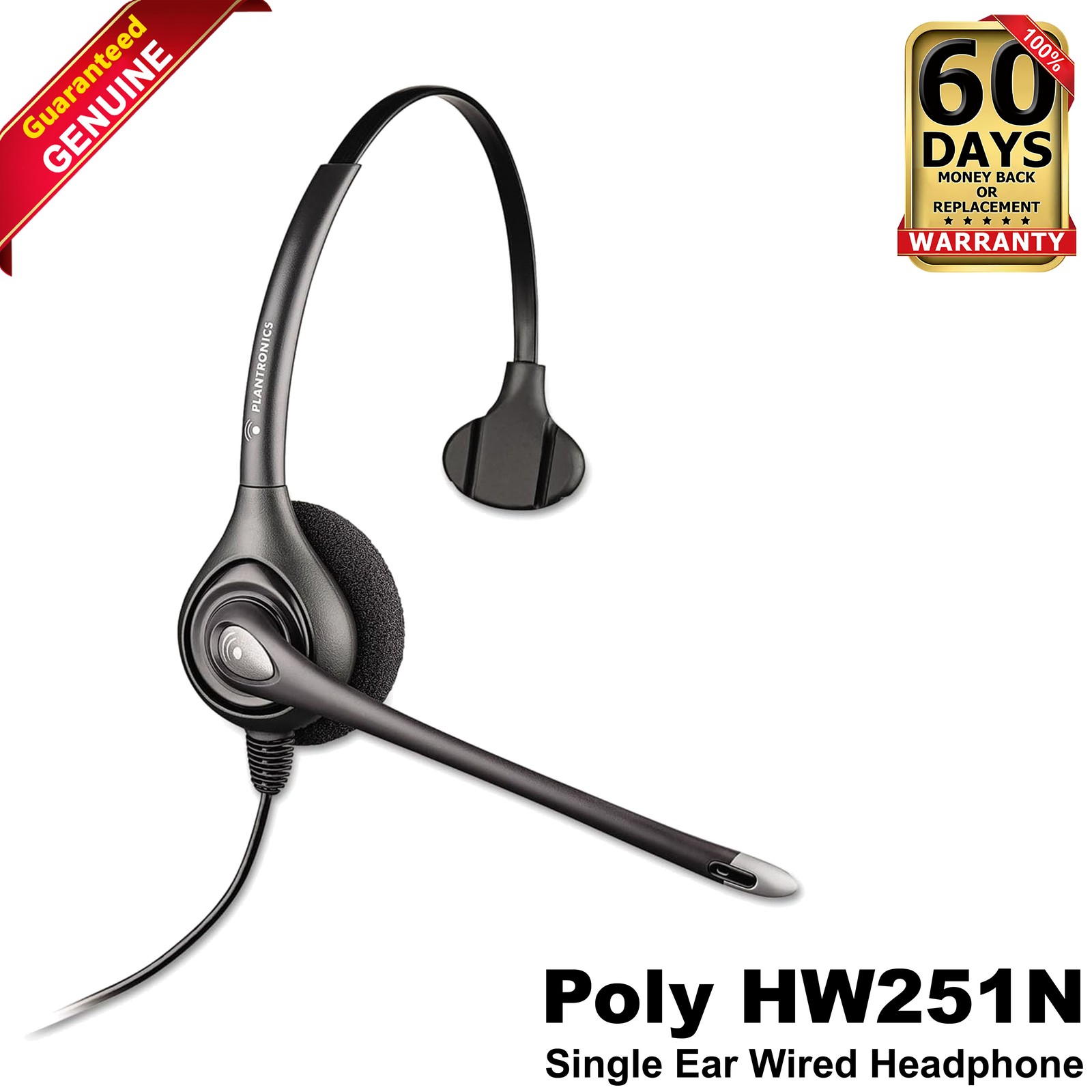 Plantronics Poly HW251N Wideband Monaural Noise Canceling Headset 64338-31