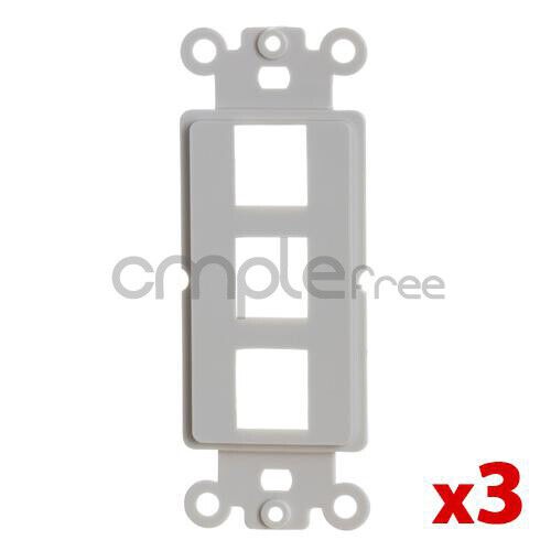 3 Pack Keystone Wall Plate Insert 3 Port Jack Outlet For Fits Decora Wallplate