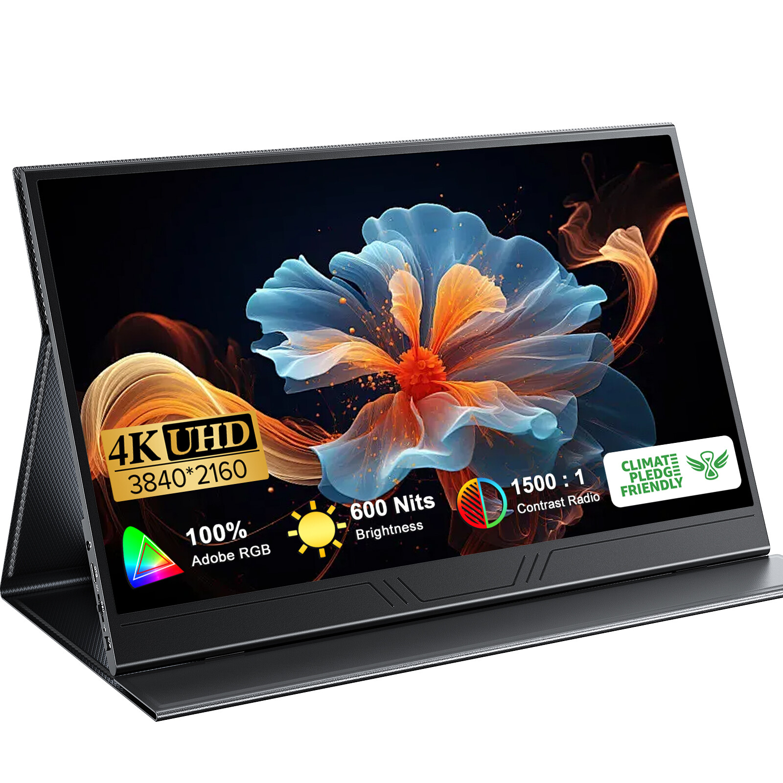 4K Portable Monitor 15.6" 4K Monitor 600 Nits True 4K 100% Adobe RGB For Mobile
