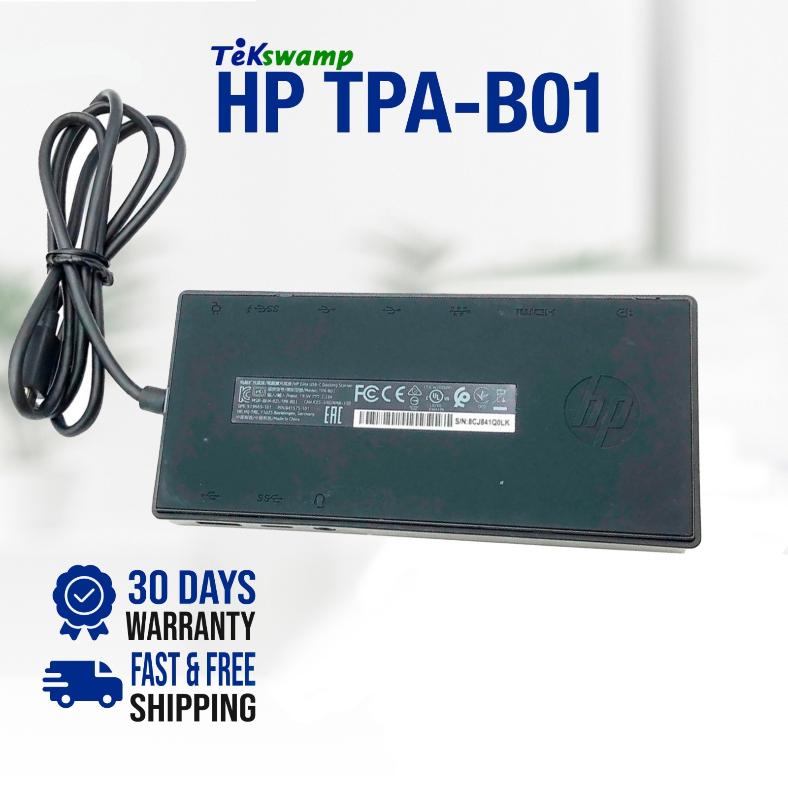 Genuine HP TPA-B01 Elite USB-C Docking Station Dual Display Support NO ADAPTER