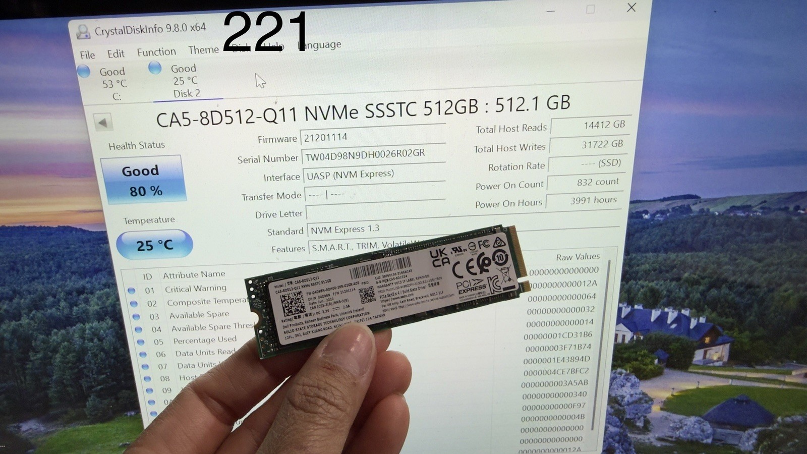 SSSTC 512GB CA5-8D512-Q11 NVMe SSD 2280 Health Good