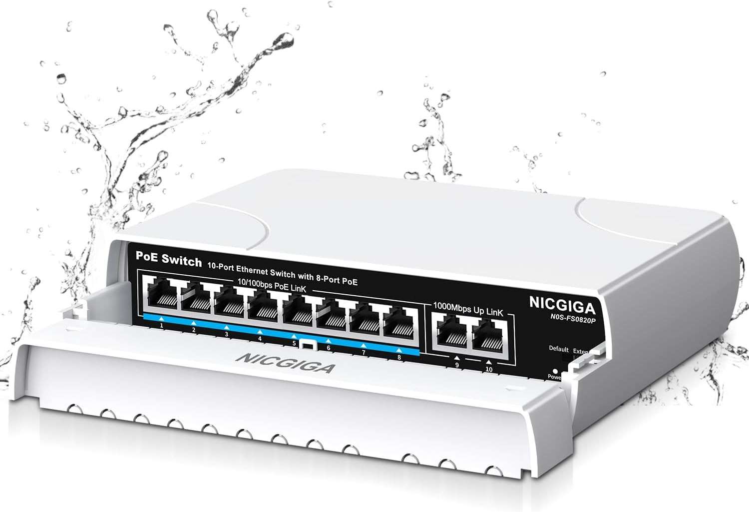 Outdoor Waterproof 8-Port PoE Switch with 8 Port PoE+@120W + Gigabit Uplink Port