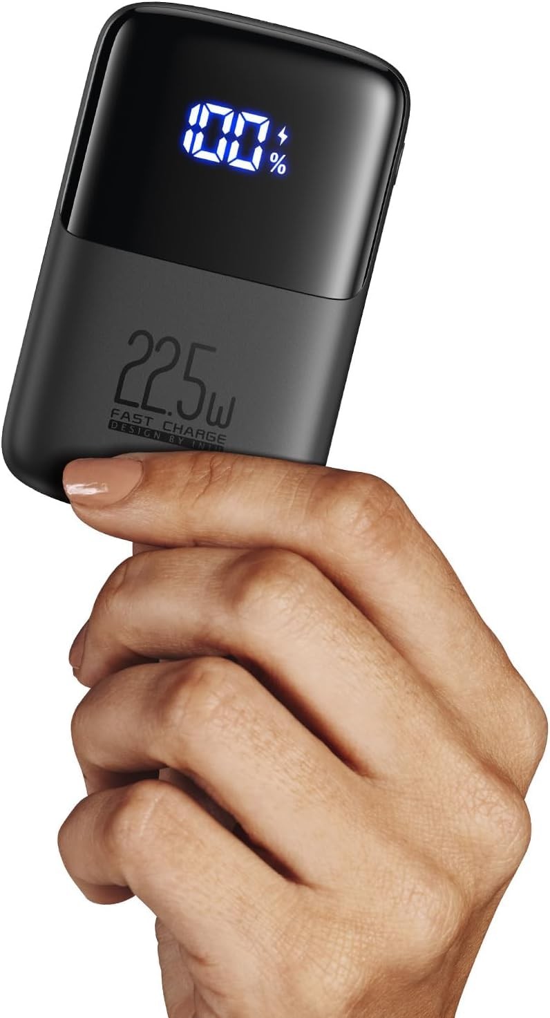 INIU Portable Charger, Smallest 22.5W 10000mAh Power Bank, Mini Size, Black