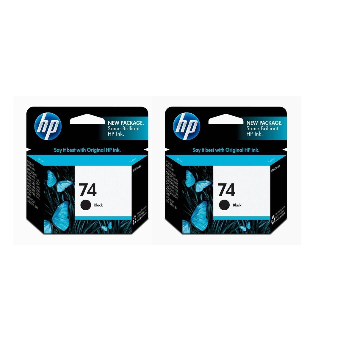 2pk HP 74 Original Inkjet Ink Cartridge Black CB335WN #74 Retail Box exp 1/2022