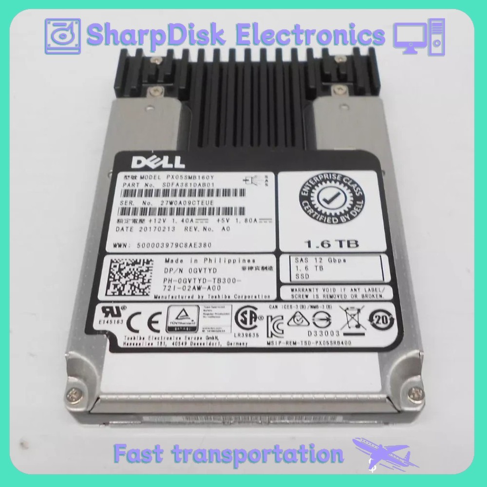 NEW DELL 0GVTYD GVTYD  PX05SMB160Y 1.6TB 2.5" SAS 12G MU SSD Solid State Drive