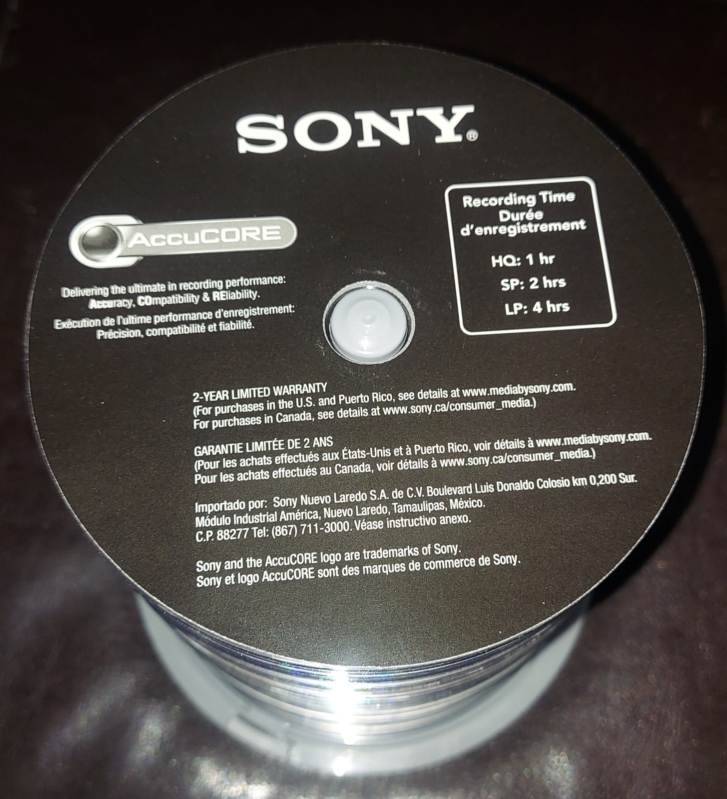 (100) SONY ACCUCORE BLANK CDS RECORDING TIME  HQ 1HR SP 2HRS LP 4HRS OPEN BOX