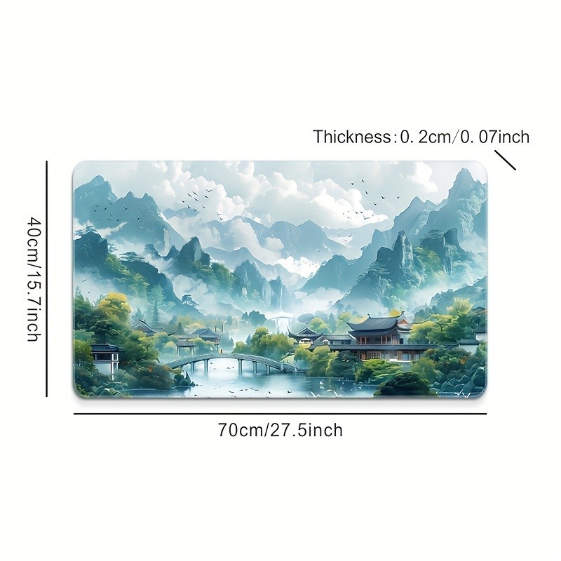 Extra-Large Gaming Mouse Pad with Mountain Peak Design, Non-Slip Rubber Base,