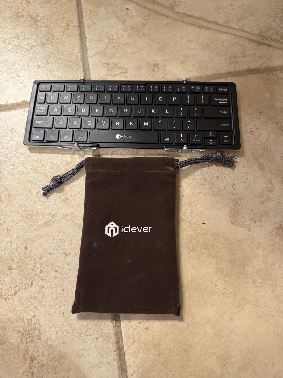 iClever IC-BK03 Foldable Wireless Bluetooth Keyboard Black w/Sleeve