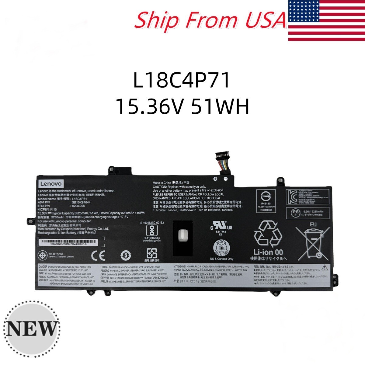 OEM Genuine L18C4P71 L18L4P71 Battery For Lenovo ThinkPad X1 Carbon 2019/2020