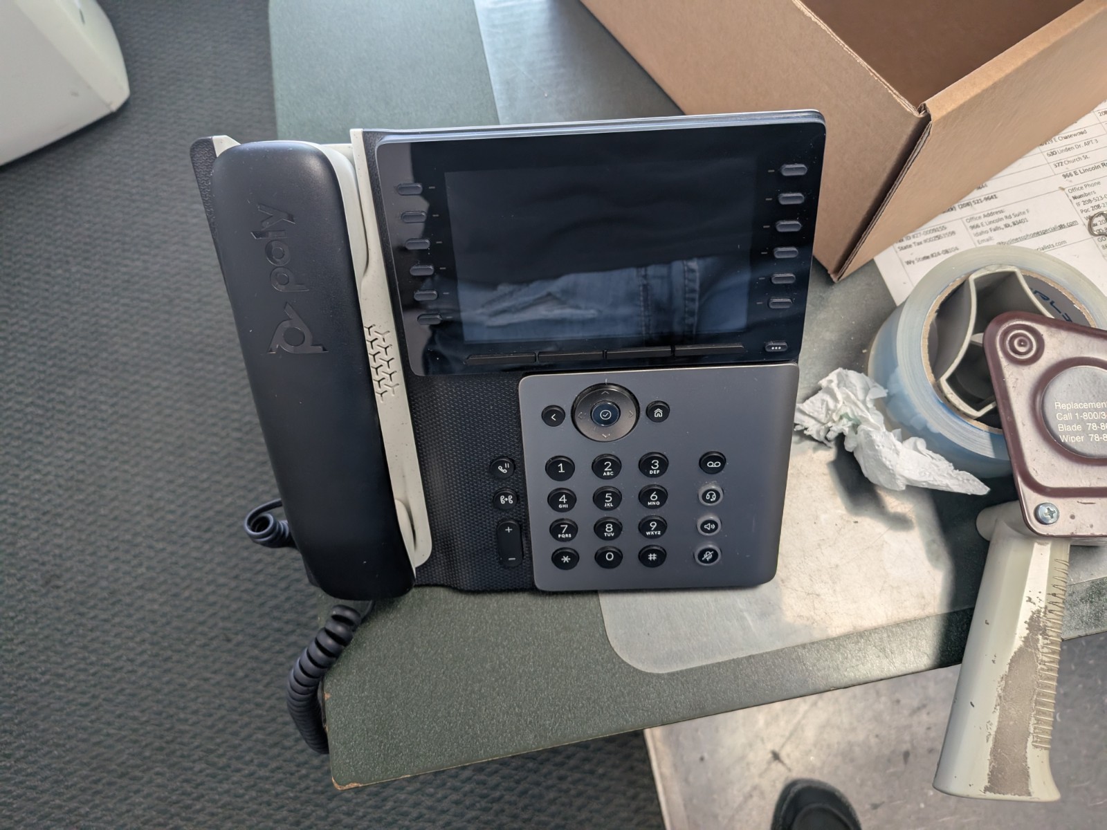 Poly Edge E550 Corded IP Desk Phone PoE 12-Line Speakerphone Black