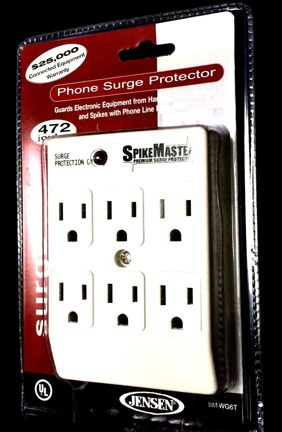 OUTLET SURGE PROTECTOR Model SM-WG6T 6-Outlet  FOR WALL RECEPTAC 