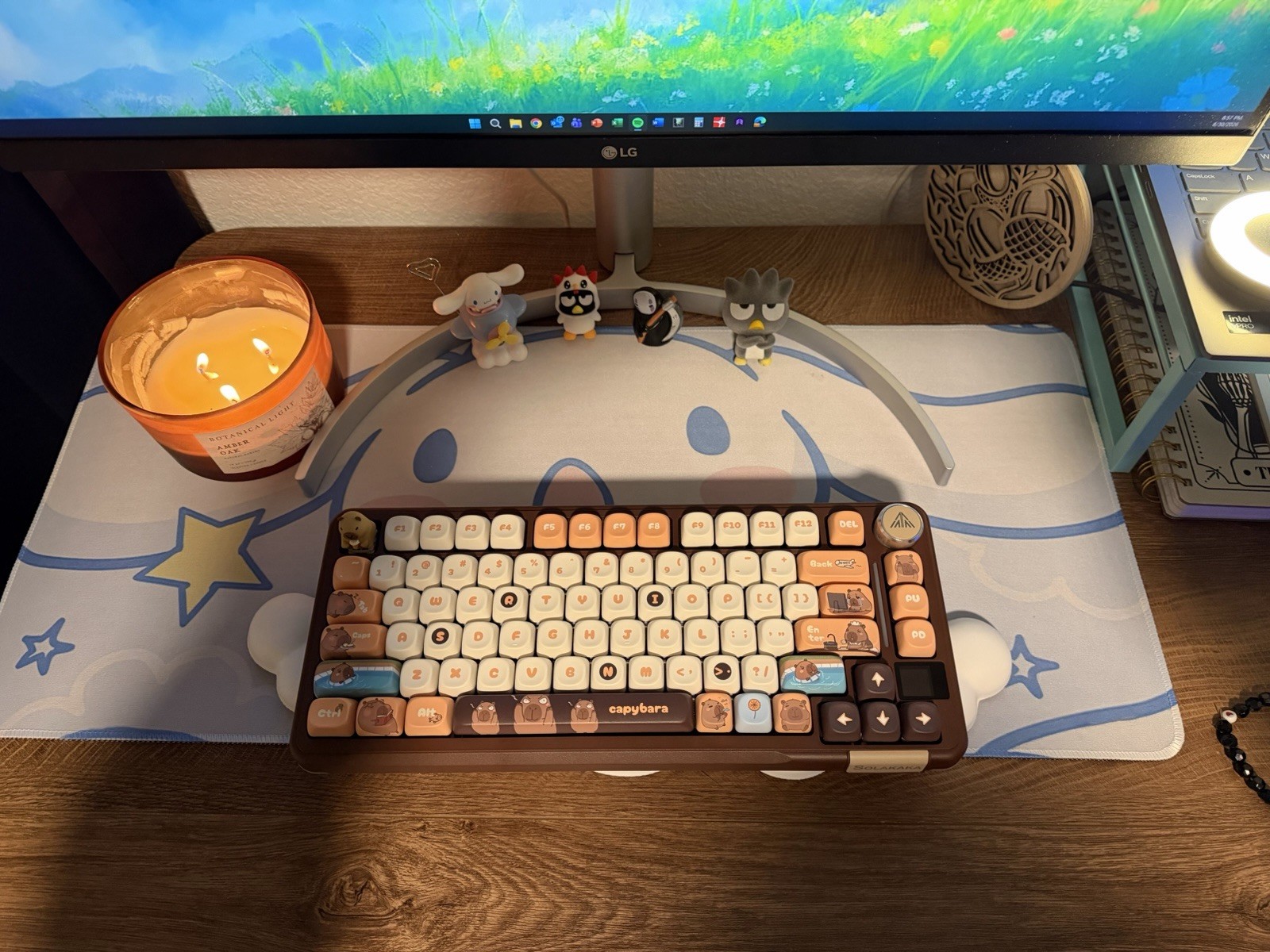 Brand New Custom modded Capybara keyboard, Mocha Frame, and artisan keycaps