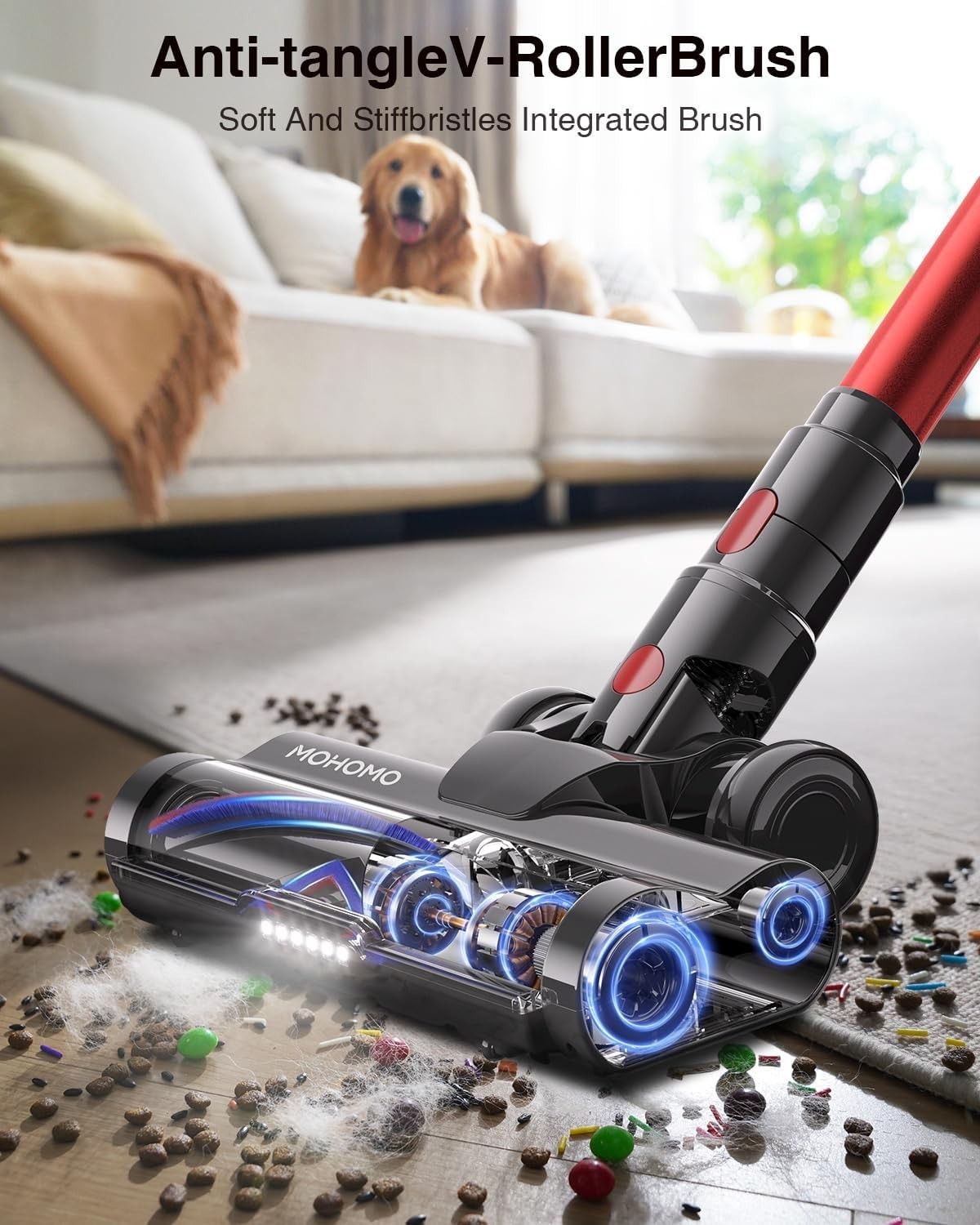 Cordless Self-Standing Stick Vacuum, 650W 55KPA 70 Mins, Great for pet/kid homes