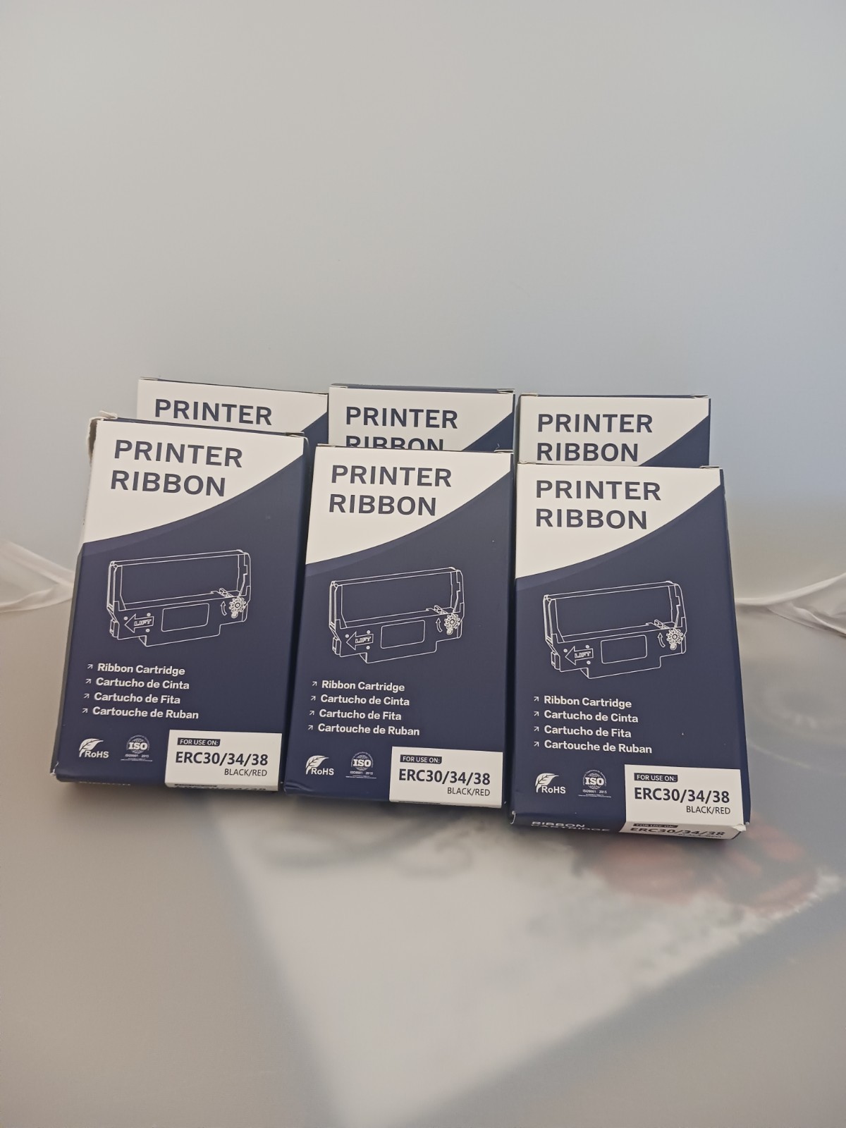 6 NEW EPSON ERC-30 / ERC-34 / ERC-38 Ink Ribbons - Black & Red  ERC30/34/38BR