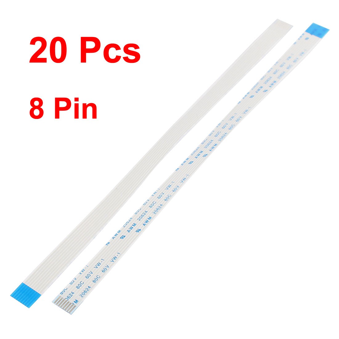B Type 10Pcs 1.0mm Pitch 8 Pin AWM 80C 60V VW-1 FFC FPC Cable 200mm