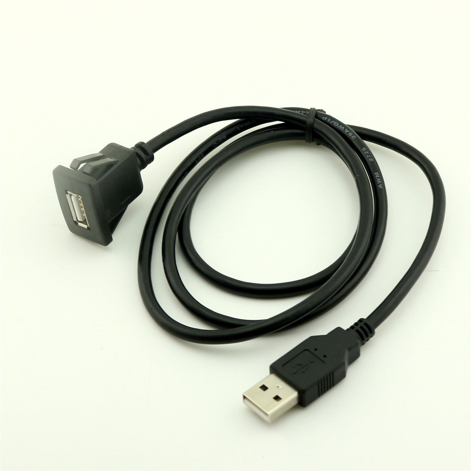 5pcs 3FT Car Dashboard Flush Mount USB 2.0 A Socket Extension Lead Panel Cable