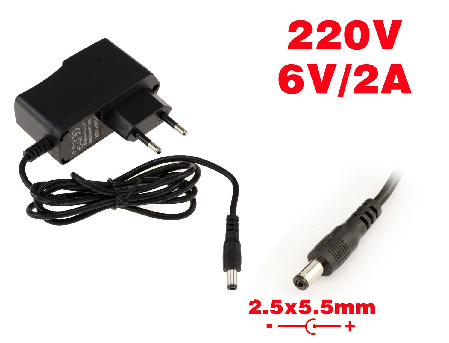 External Power Supply AC DC 220V to 6V 2A - Tip 2.5mm x 5.5mm