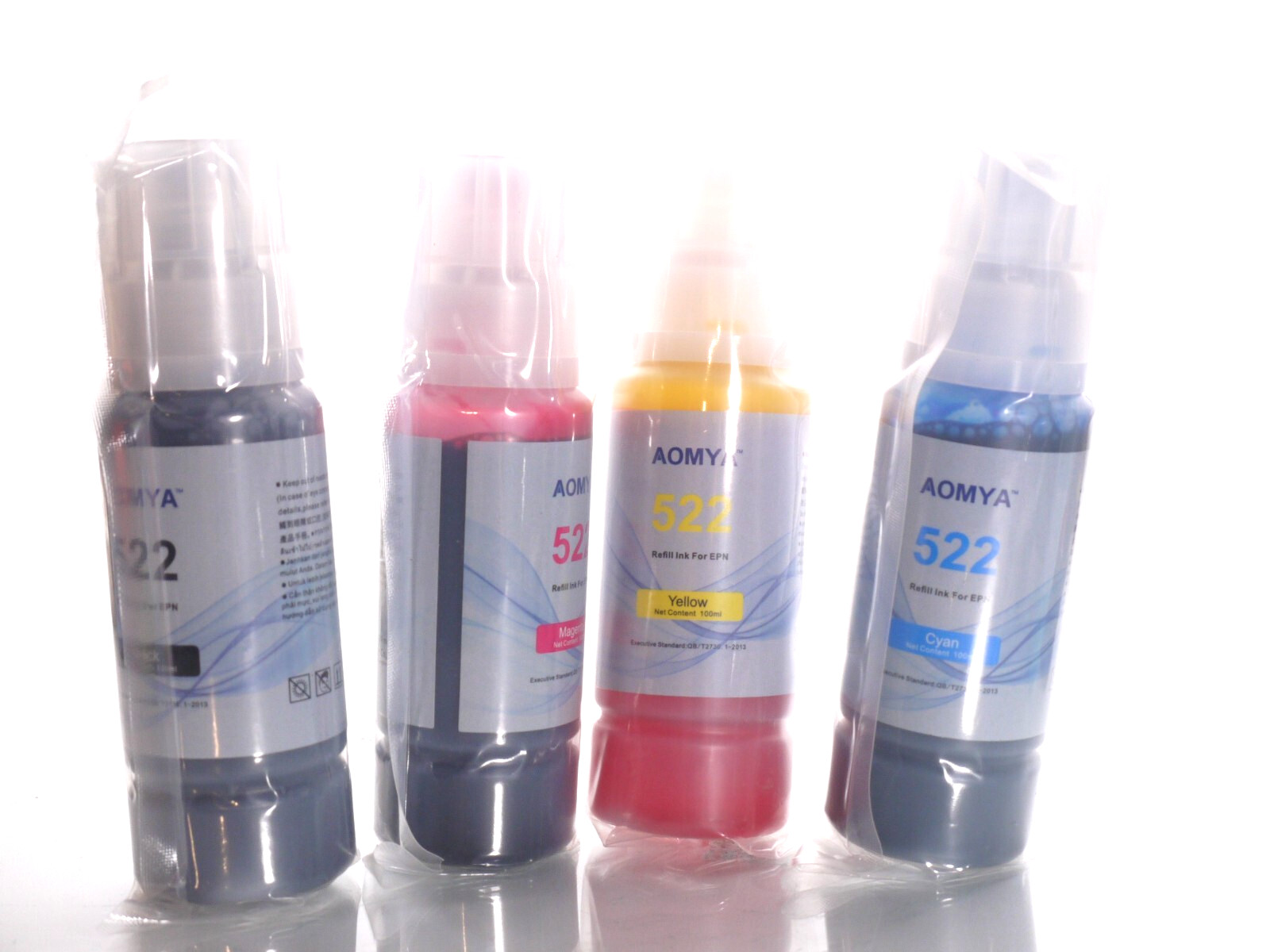 Aomya Ink Refill Kit 100Ml  EA IN BLACK, CYAN, MAGENTA, YELLOW. ALL SEALED