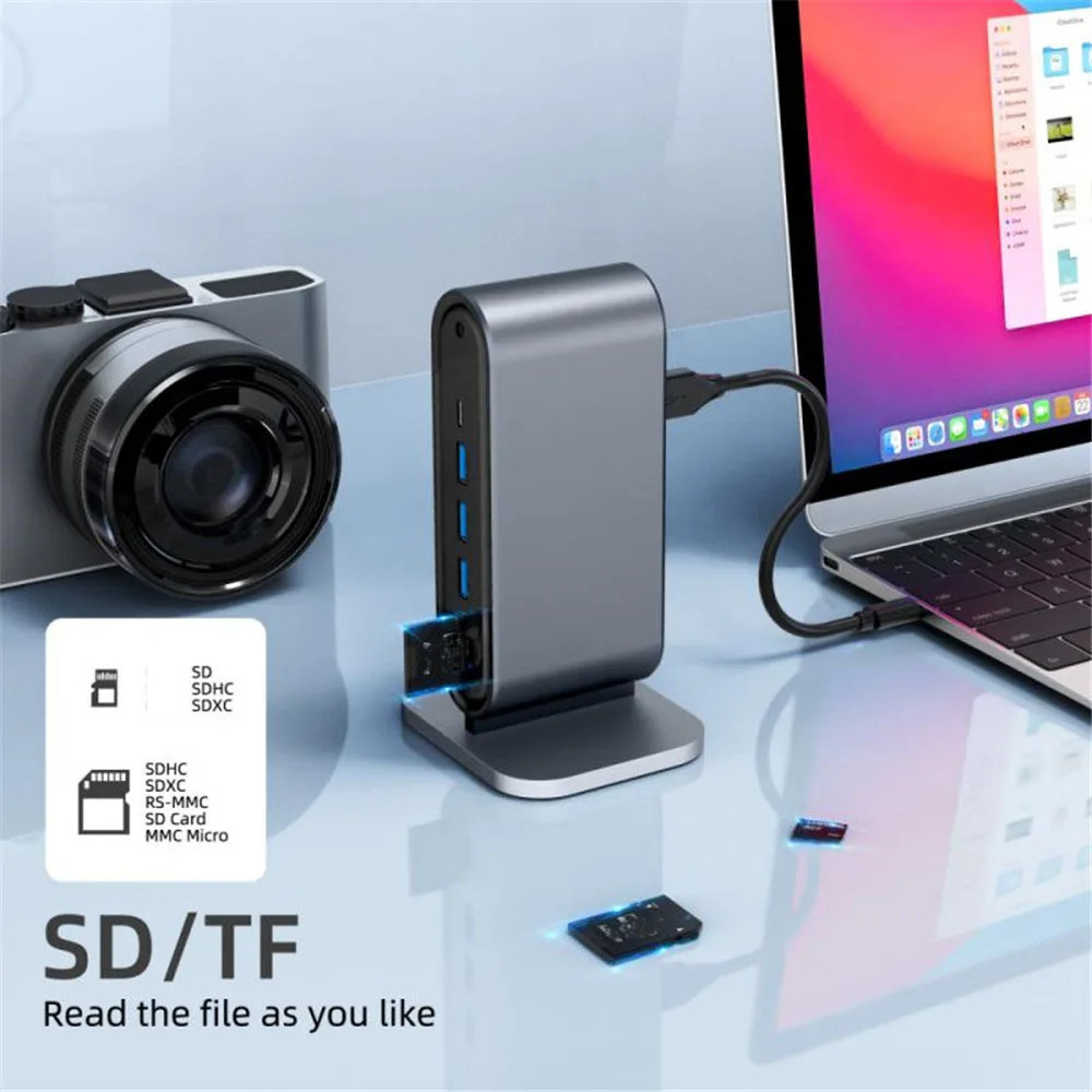 12-in-1 Vertical Docking Station USB C HUB TYPE C Splitter HDMI 4K30Hz/LAN
