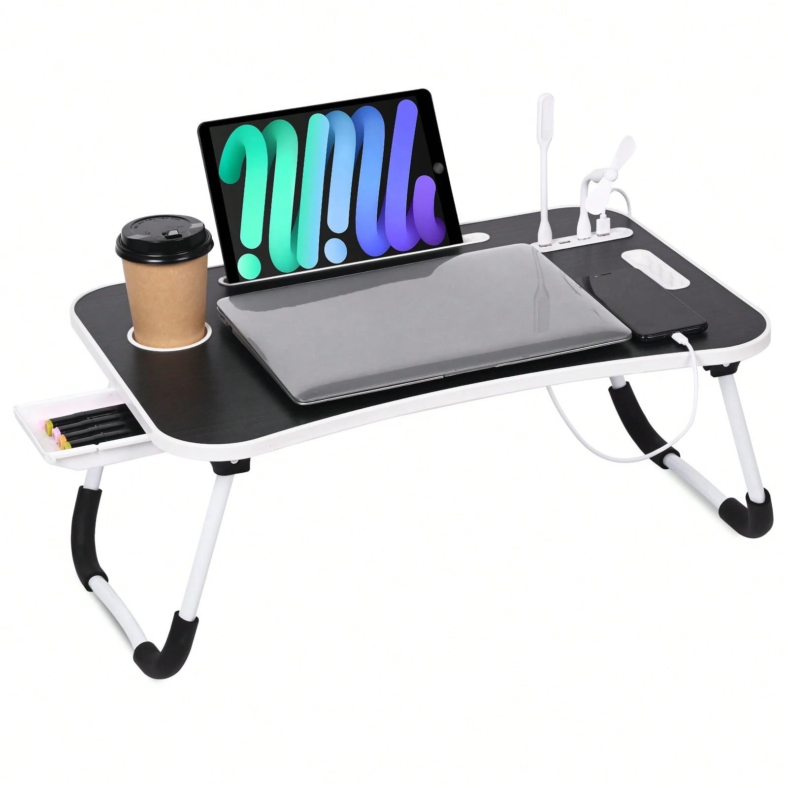 Snug Collapsible Laptop Bed Desk USB Charging Tray Sofa Table Work Study Relax