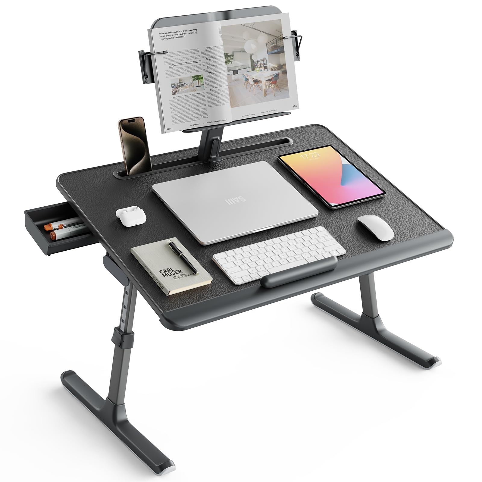 SAIJI Laptop Desk for Bed [XXL Extra Large] with Upgraded Book Stand
