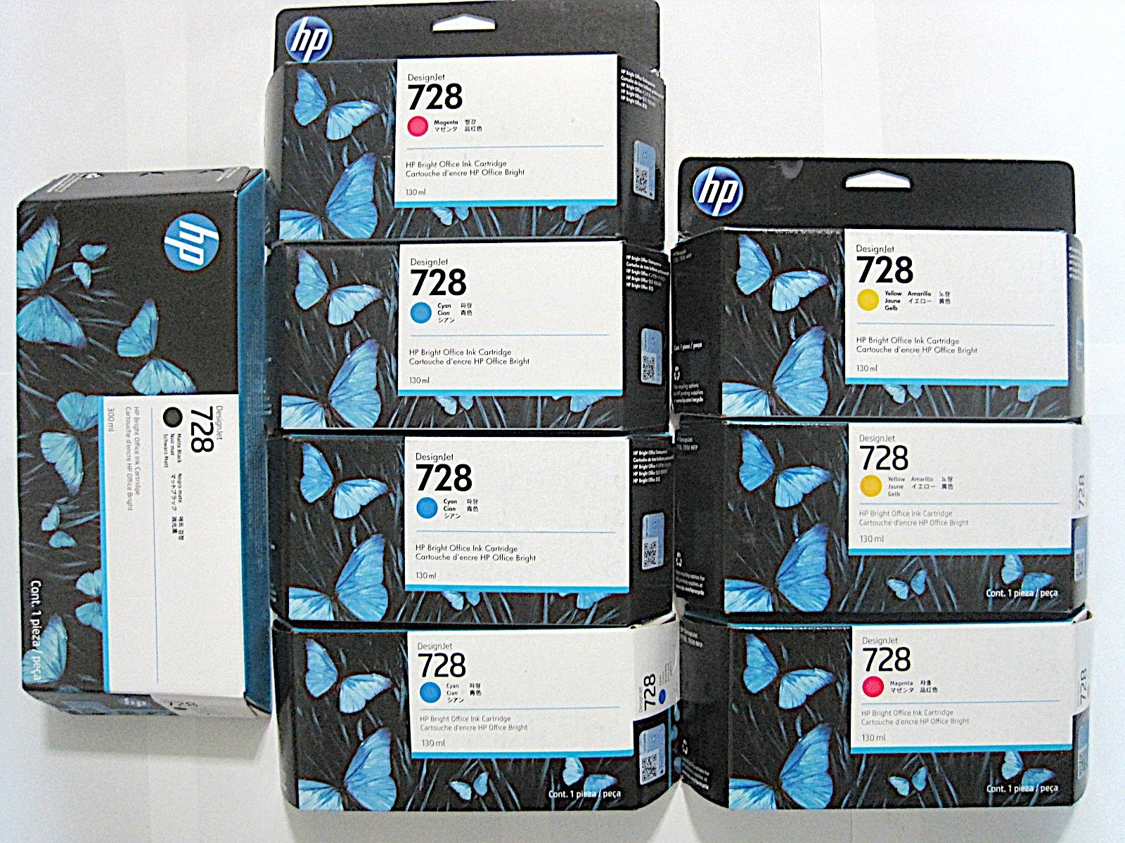 Lot 8 HP 728 Genuine Ink F9J68A F9J67A F9J66A F9J65A T730 T830 Exp 2023-25