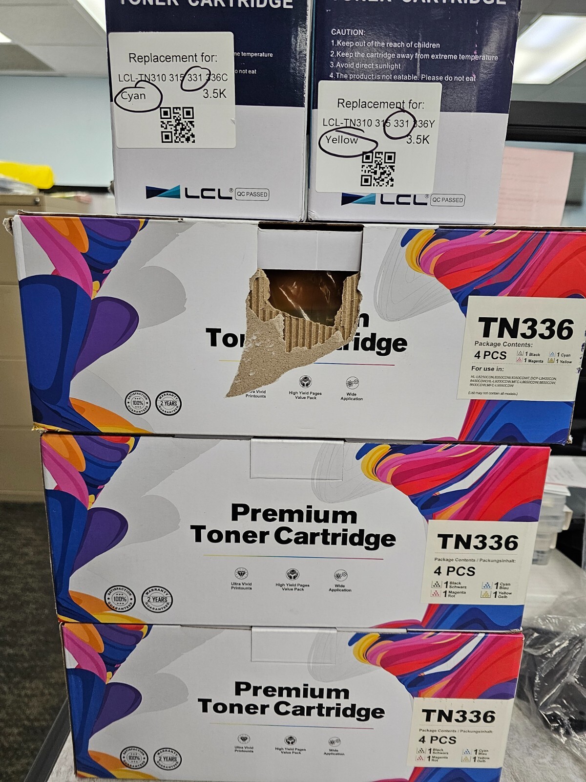 Toner TN-331 (BLK) and TN-336 (Blk/Cyan/Magenta/Yellow multipacks)