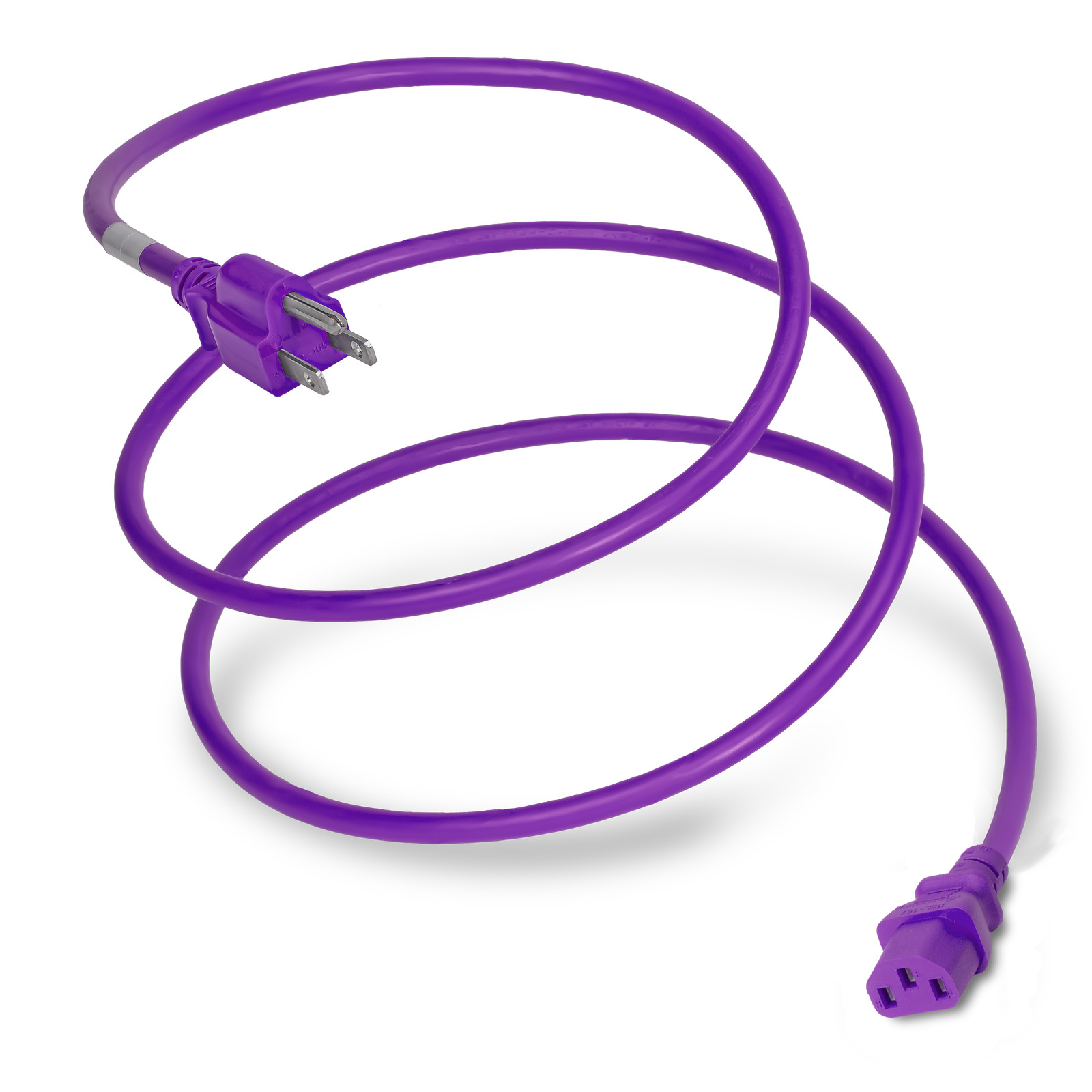 Nema 5-15P to C13 15A 125V 14/3 SJT Power Cord - Purple - 10ft