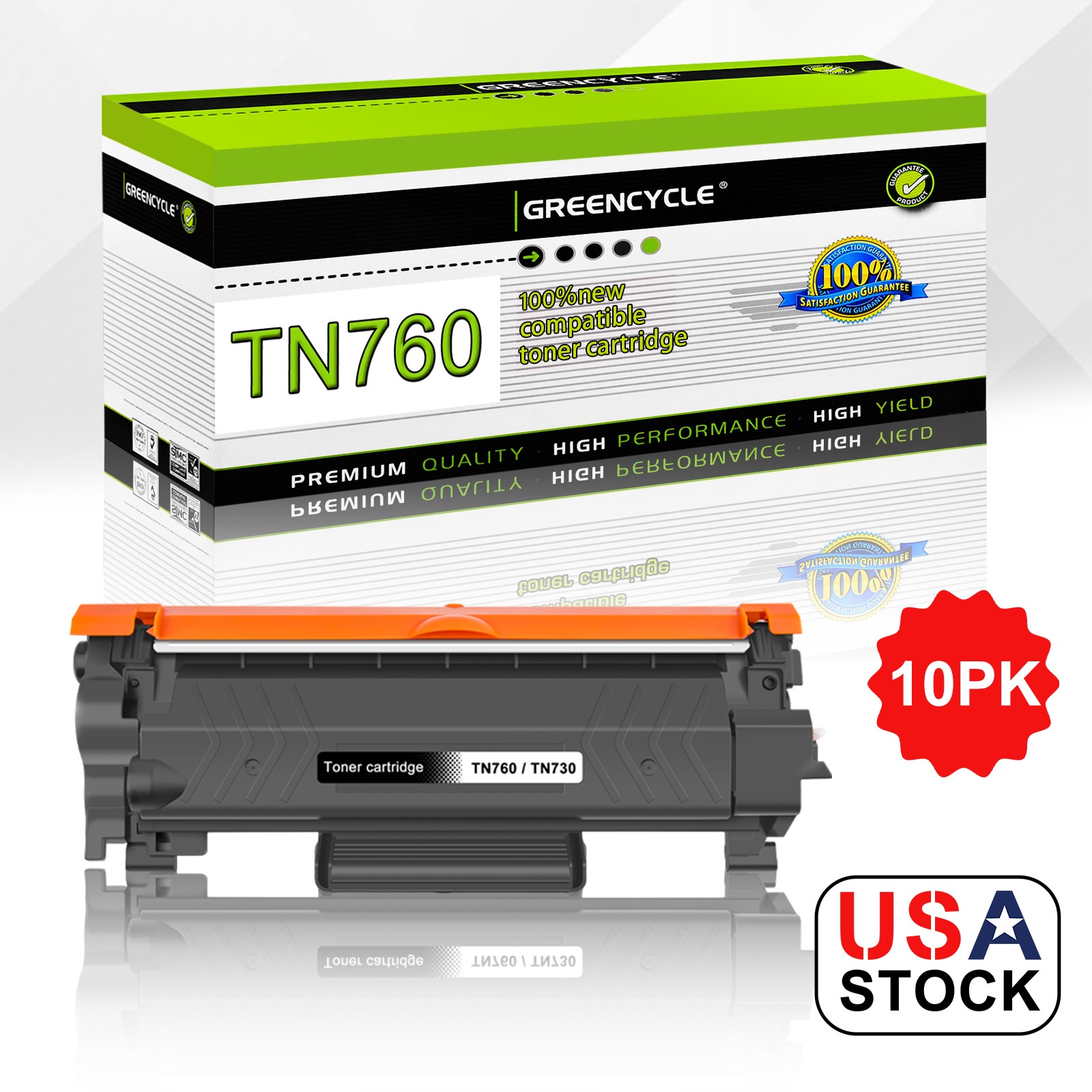 10PK TN760 Toner Cartridge for Brother HL-L2395DW L2370DWXL MFC-L2717DW TN730