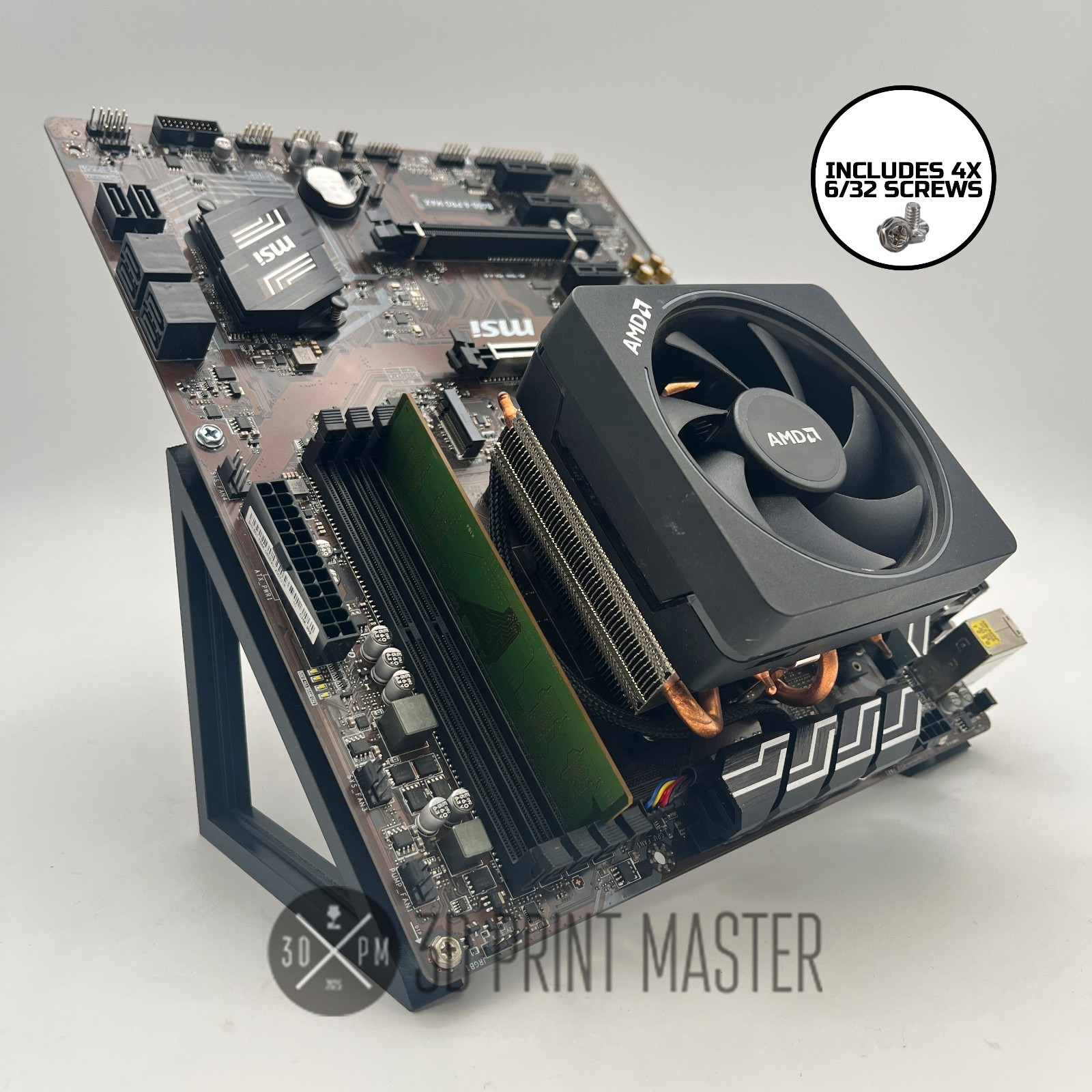Basic Motherboard Stand for CPU Crypto Mining + Screws | 45° or 60°