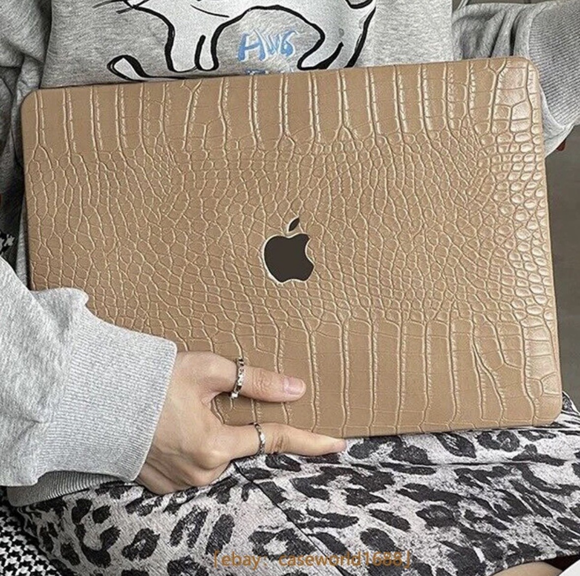 2in1 Brown Crocodile PU Leather Case For Macbook M5 Air 13 15 Pro 14 16 12 11 in