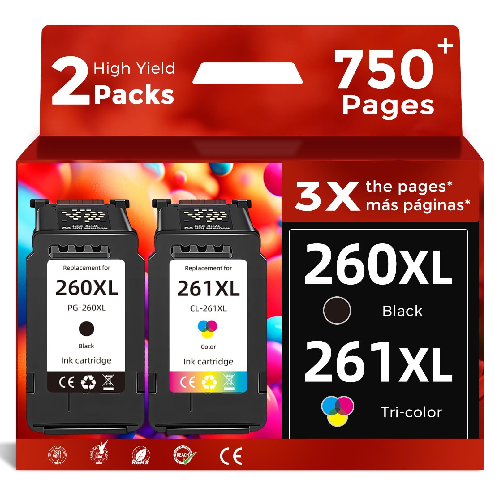 PG-260 CL-261 XL Ink Cartridge Replacement for 260XL 261XL