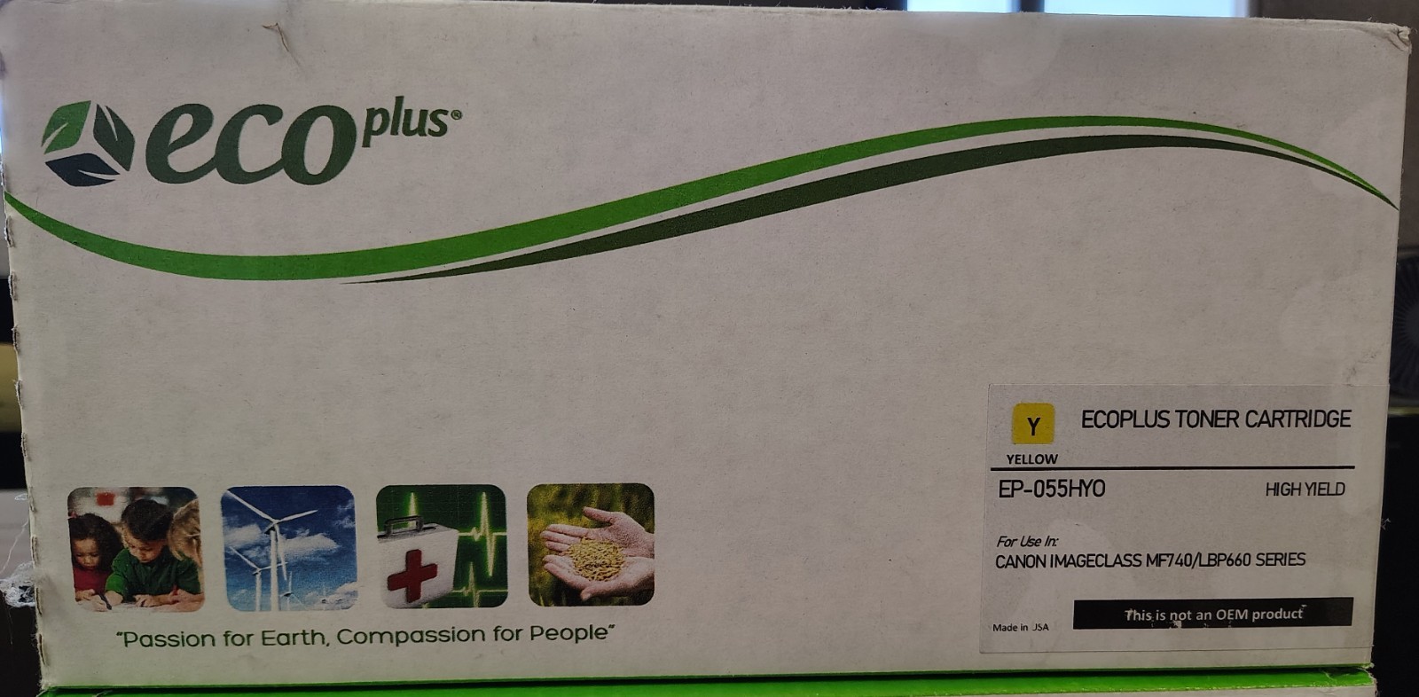 ECO PLUS Premium Toner Cartridge Yellow EP-055HYO  Canon Laserjet Printers NEW